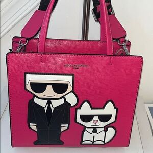 KARL LAGERFELD PARIS MAYBELLE FUCHSIA SATCHEL